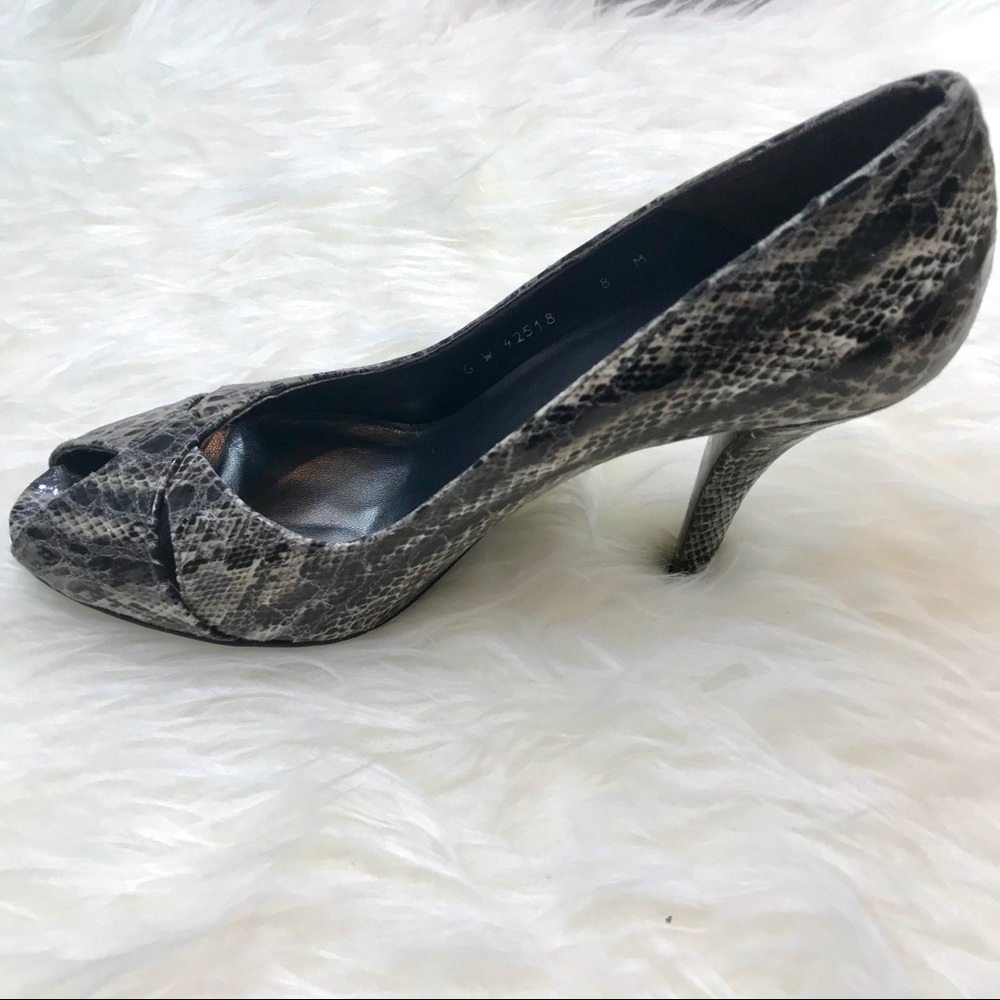 Stuart Weitzman Snakeskin Python Open Toe Heels - image 3